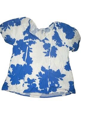 Women’s Sugar Lips Size Medium Boutique Blue And White Blouse (AT13)